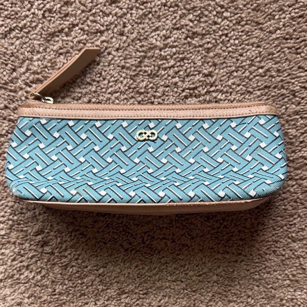 Cole Haan Light Blue Woven Pattern Women’s Zip Pouch